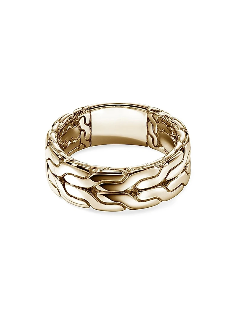Carved Chain 14K Yellow Gold Band Ring