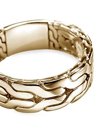 Carved Chain 14K Yellow Gold Band Ring