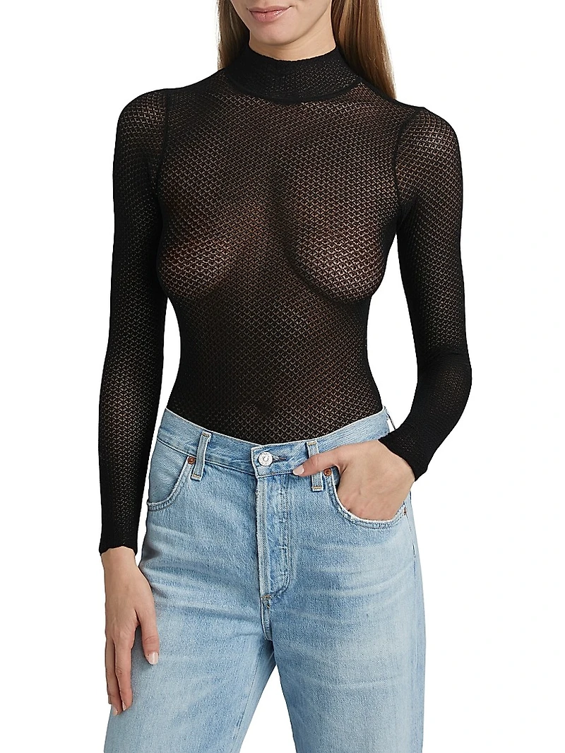 Rosiers Pointelle Lace Bodysuit