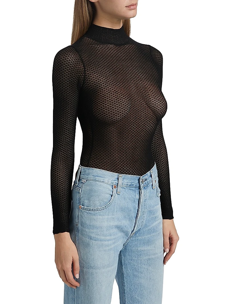 Rosiers Pointelle Lace Bodysuit