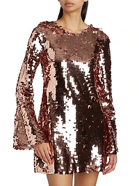 Graceland Annabella Sequined Bell-Sleeve Minidress