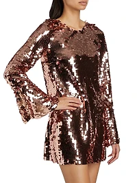 Graceland Annabella Sequined Bell-Sleeve Minidress