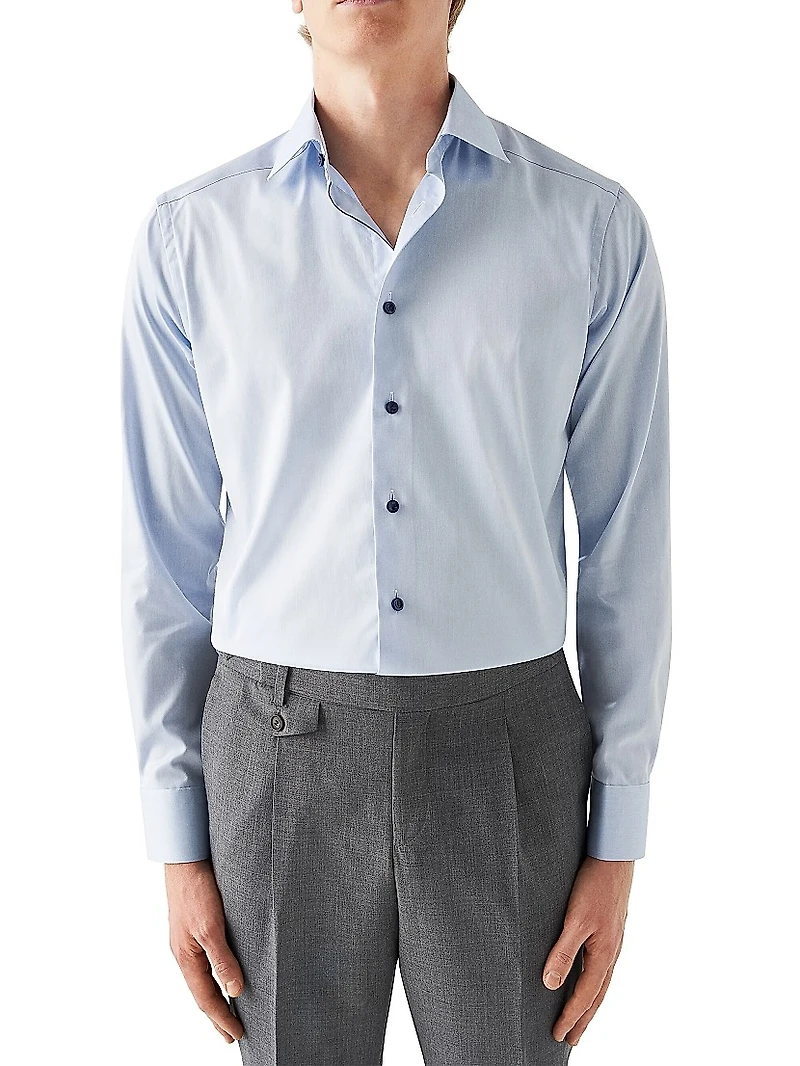 Cotton Twill Contemporary-Fit Button-Front Shirt