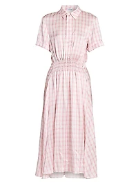Plaid Stretch Silk Polo Dress