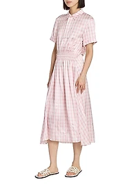 Plaid Stretch Silk Polo Dress