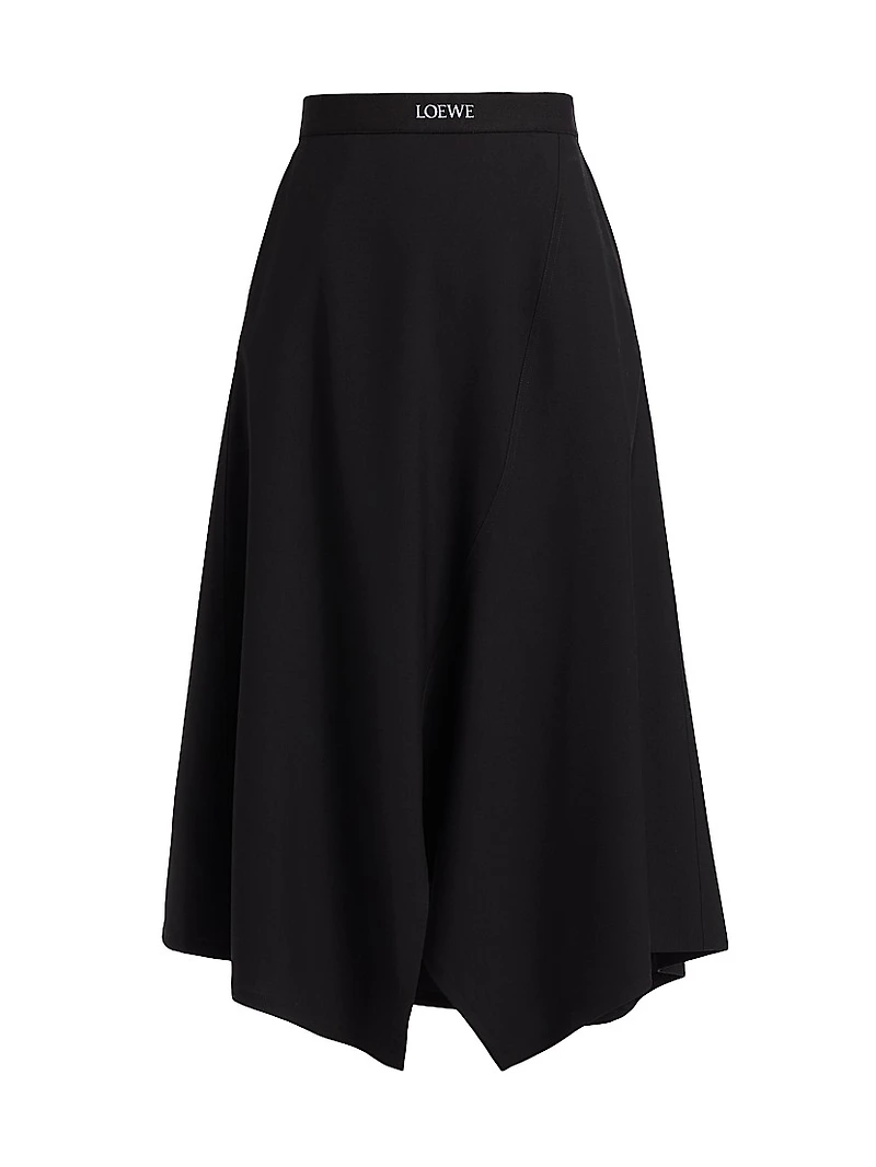 Wool-Blend Asymmetric Midi-Skirt