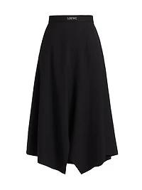 Wool-Blend Asymmetric Midi-Skirt