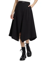 Wool-Blend Asymmetric Midi-Skirt