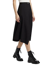 Wool-Blend Asymmetric Midi-Skirt