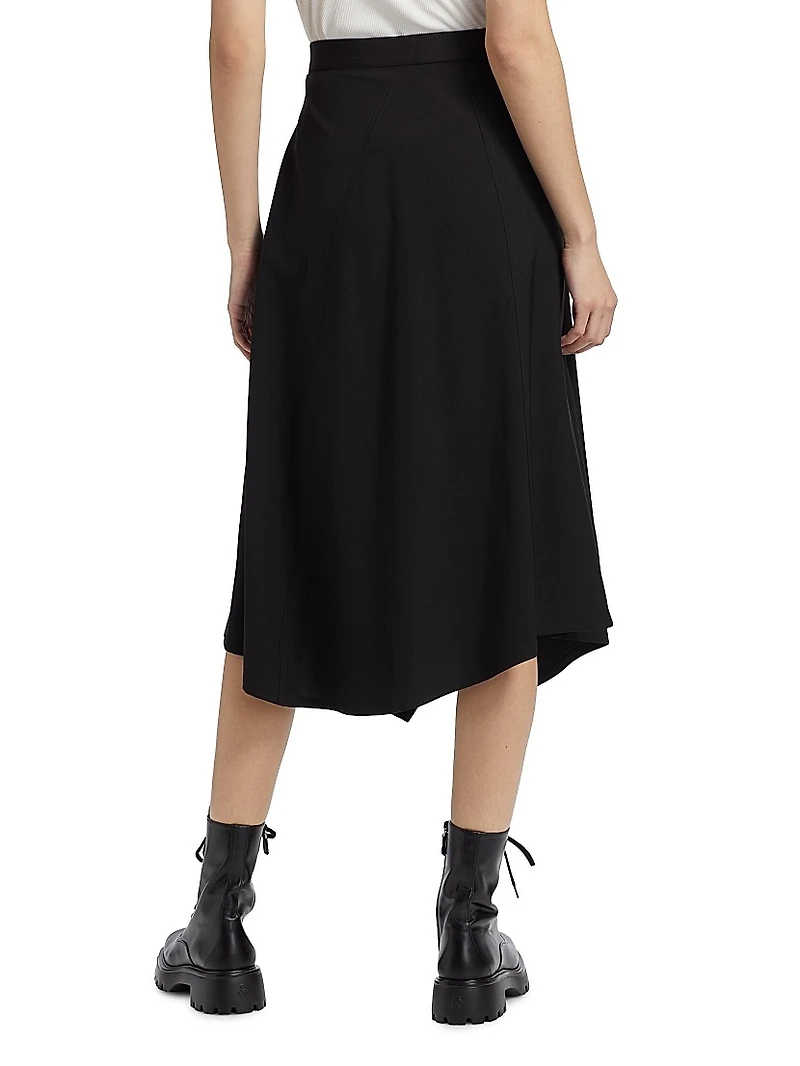 Wool-Blend Asymmetric Midi-Skirt
