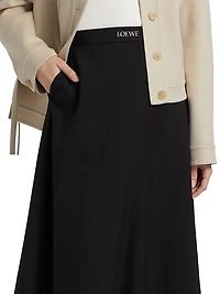 Wool-Blend Asymmetric Midi-Skirt
