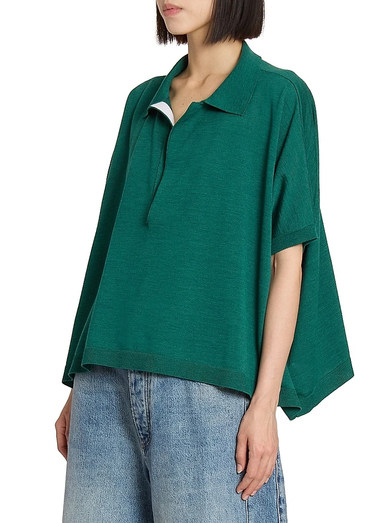 Oversized Wool Polo Top