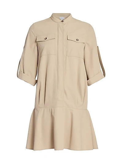 Cotton Leather-Trim Minidress
