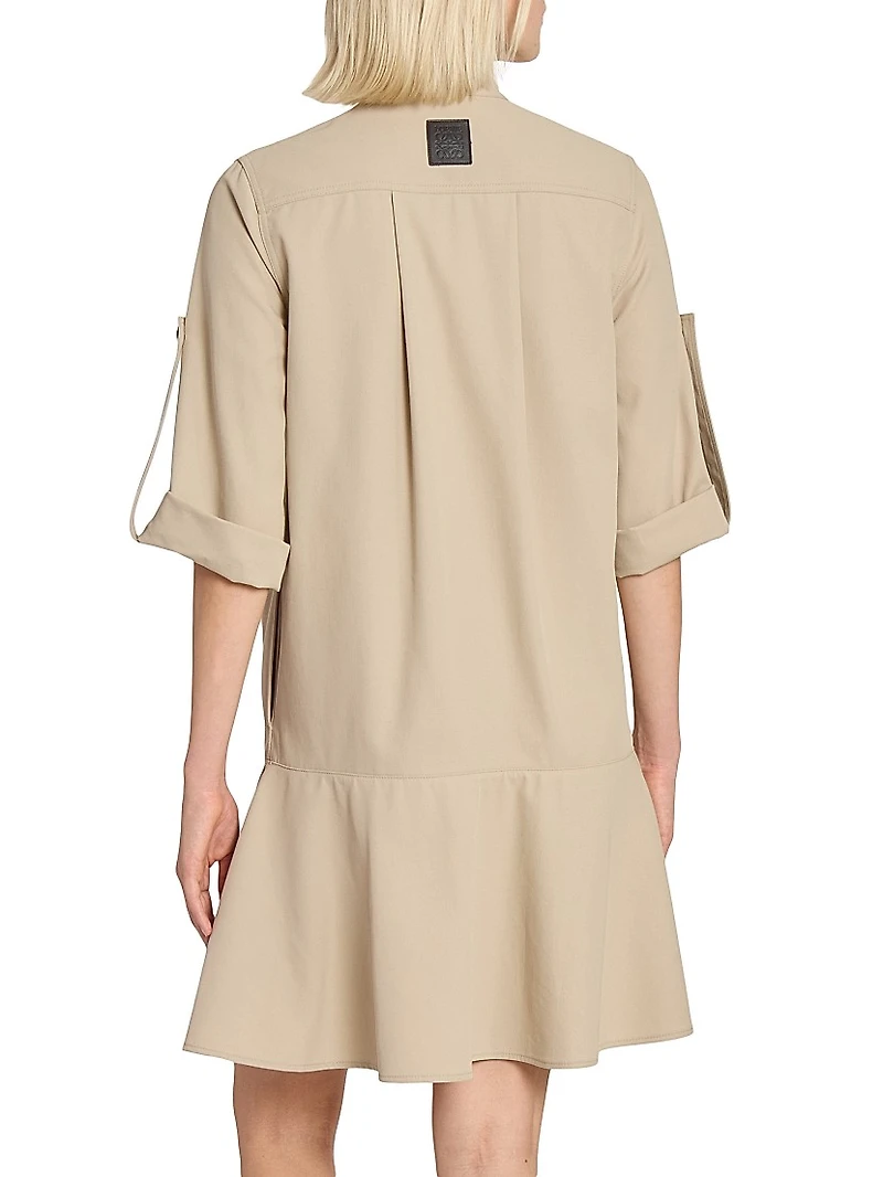 Cotton Leather-Trim Minidress