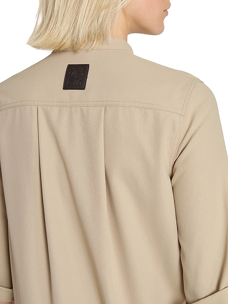 Cotton Leather-Trim Minidress