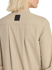 Cotton Leather-Trim Minidress