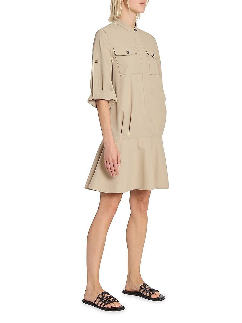 Cotton Leather-Trim Minidress