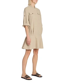 Cotton Leather-Trim Minidress