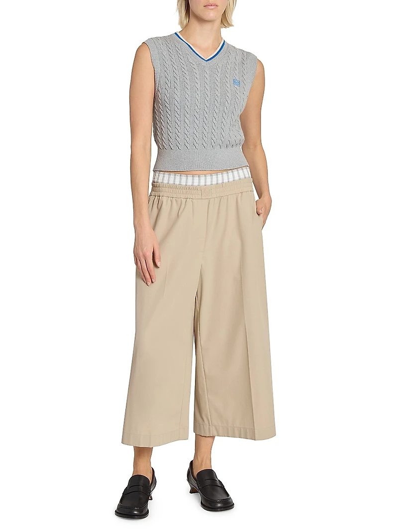 Cotton-Blend Crop Trousers
