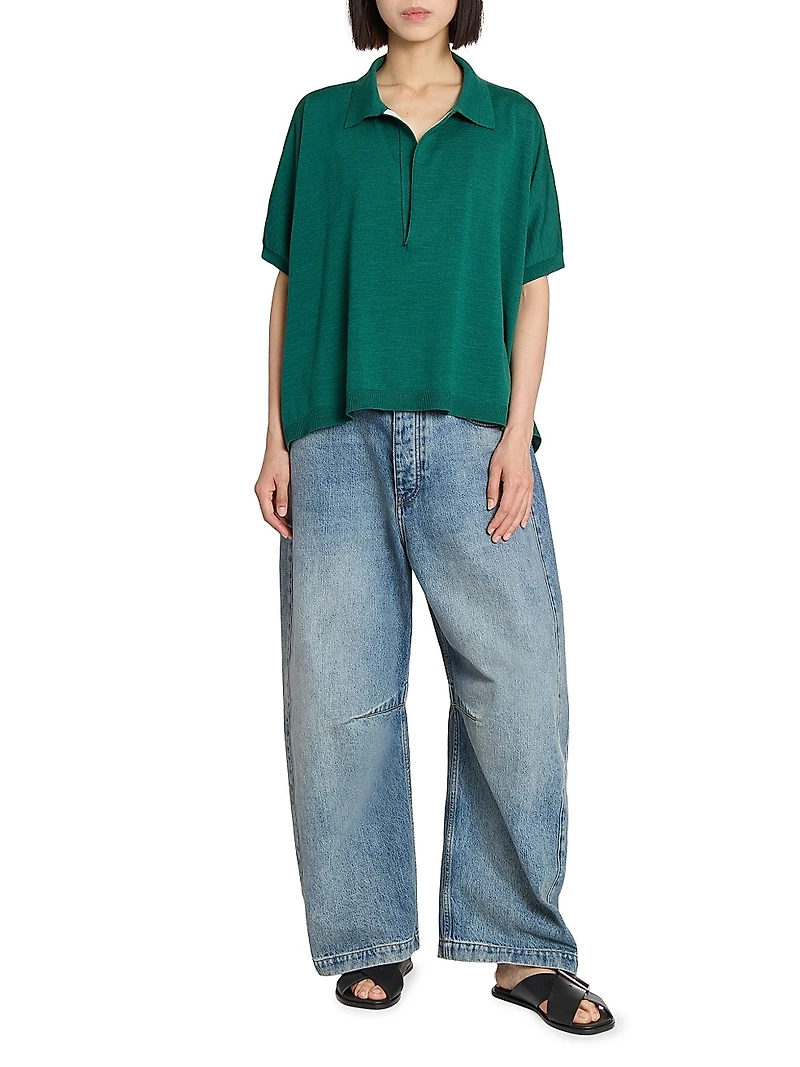 Anagram Mid-Rise Barrel Jeans