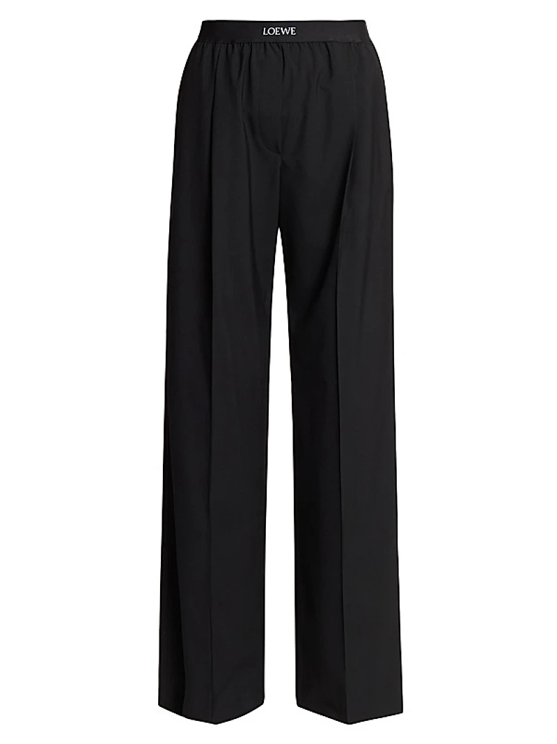 Logo Waist Wool-Blend Trousers