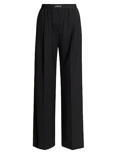 Logo Waist Wool-Blend Trousers