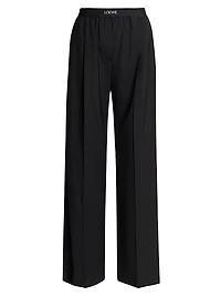 Logo Waist Wool-Blend Trousers