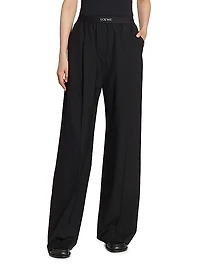 Logo Waist Wool-Blend Trousers