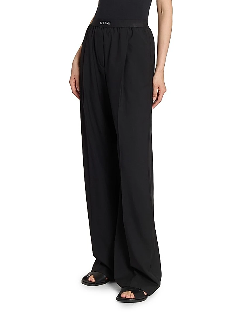 Logo Waist Wool-Blend Trousers