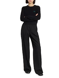 Logo Waist Wool-Blend Trousers
