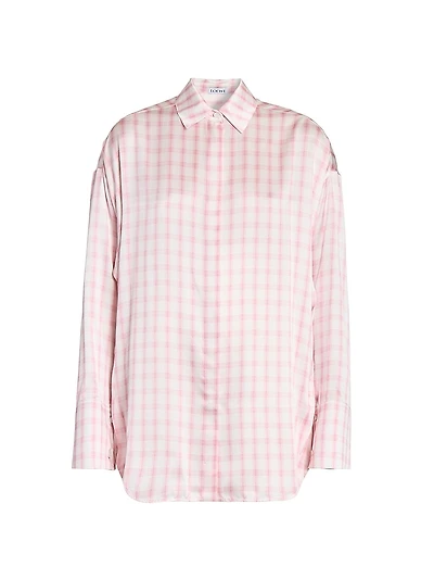 Plaid Silk Oversized Shirt