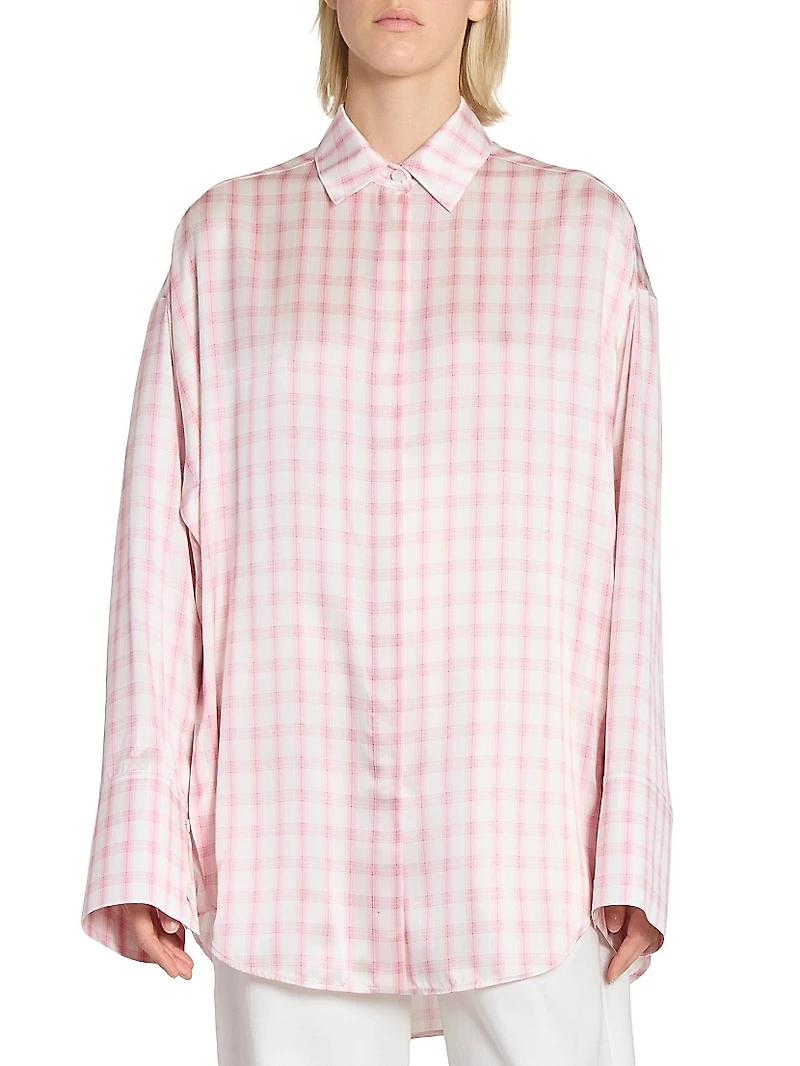 Plaid Silk Oversized Shirt