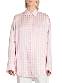 Plaid Silk Oversized Shirt