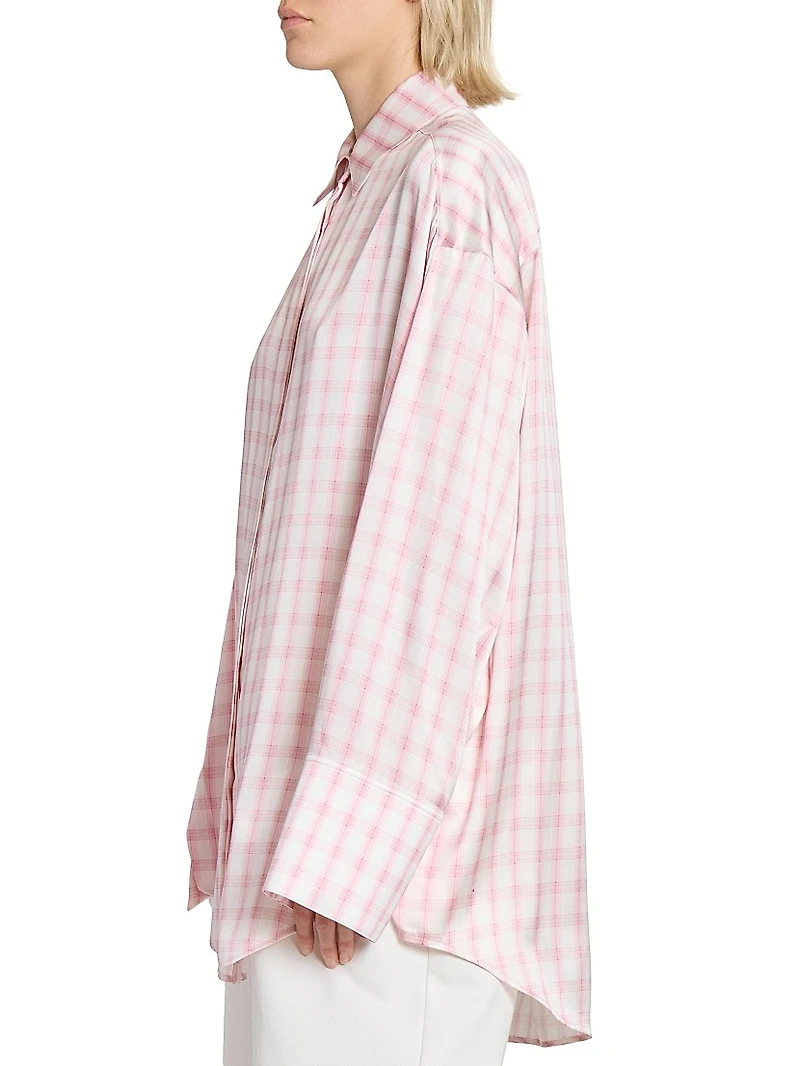 Plaid Silk Oversized Shirt