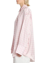 Plaid Silk Oversized Shirt