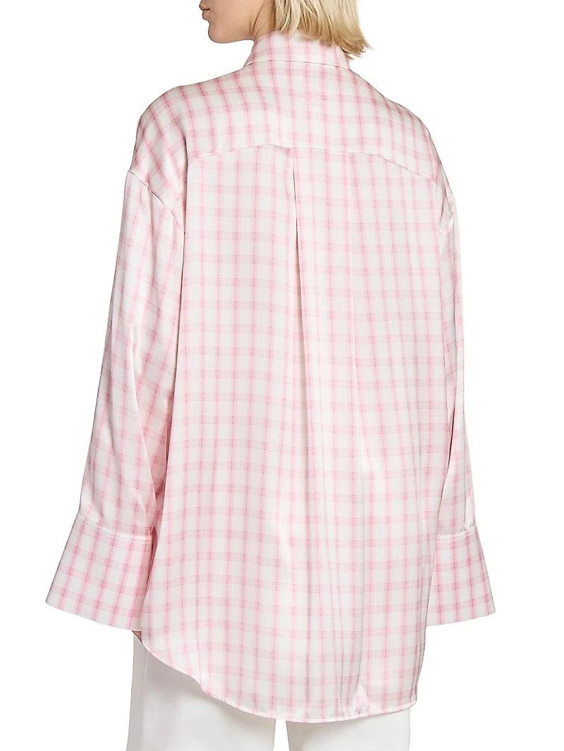 Plaid Silk Oversized Shirt