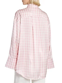 Plaid Silk Oversized Shirt