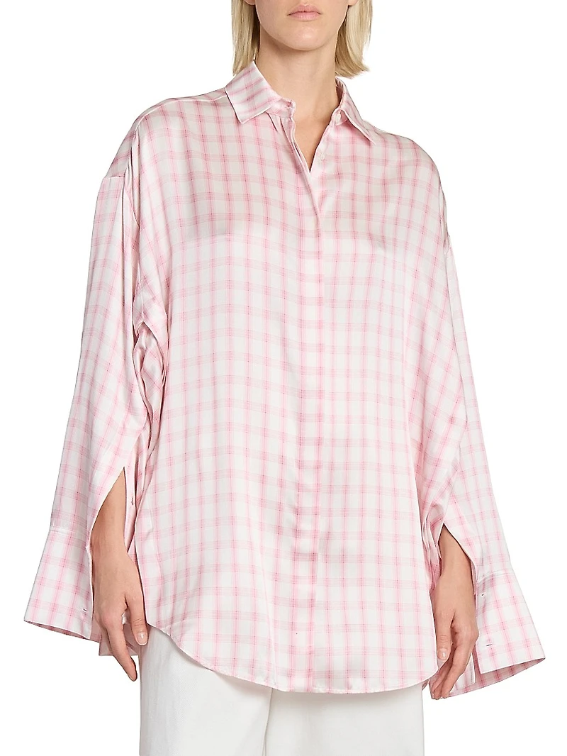Plaid Silk Oversized Shirt