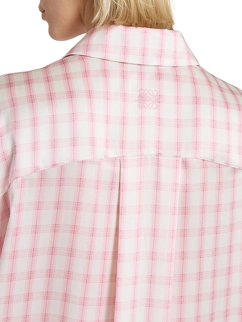 Plaid Silk Oversized Shirt