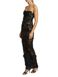 Jasmine Floral-Embroidered Sheer Maxi Dress