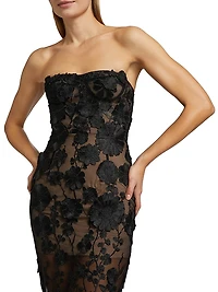 Jasmine Floral-Embroidered Sheer Maxi Dress