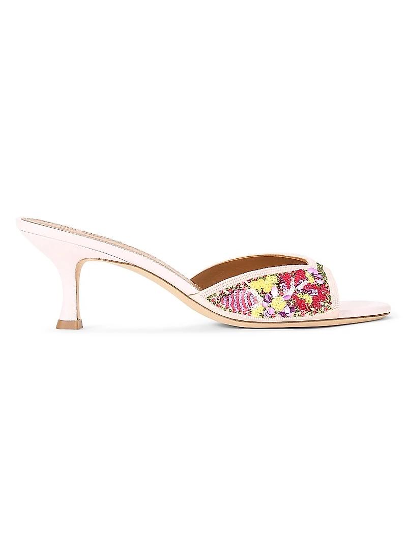 Brigitte 55MM Beaded Leather Mules