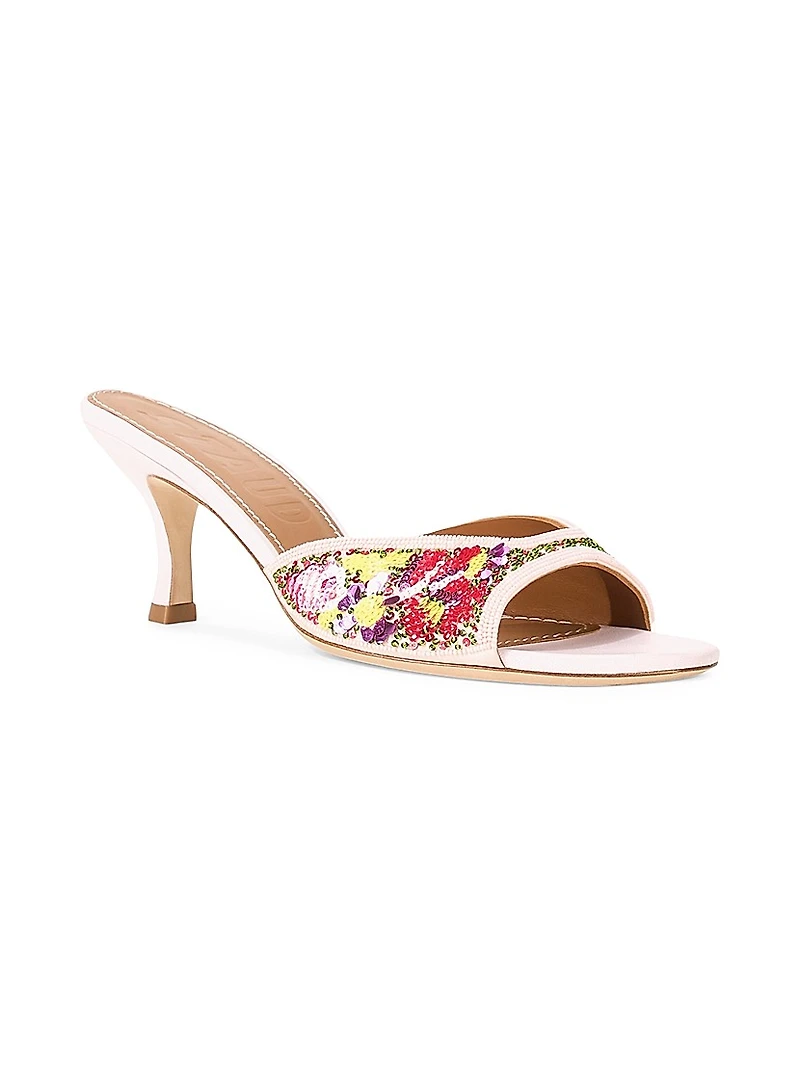 Brigitte 55MM Beaded Leather Mules