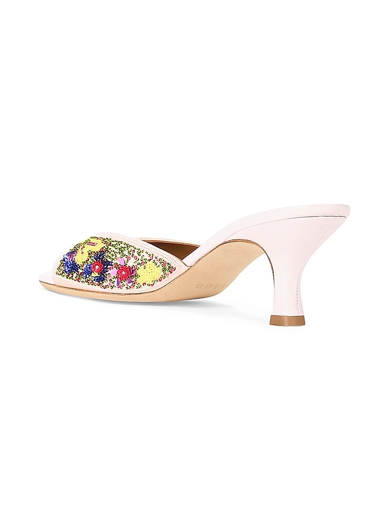 Brigitte 55MM Beaded Leather Mules