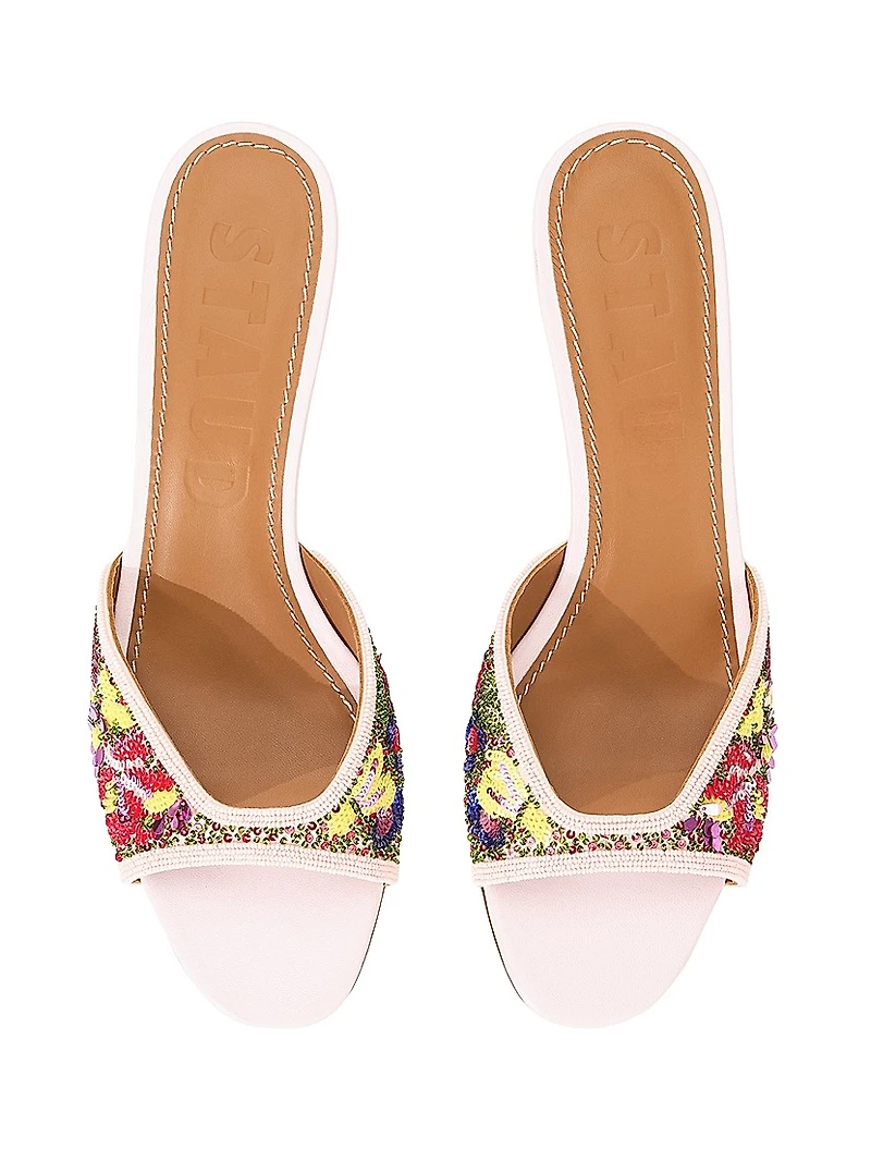 Brigitte 55MM Beaded Leather Mules