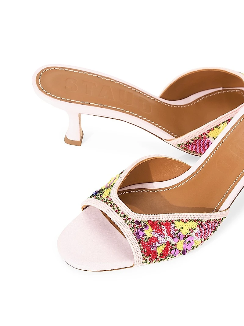 Brigitte 55MM Beaded Leather Mules