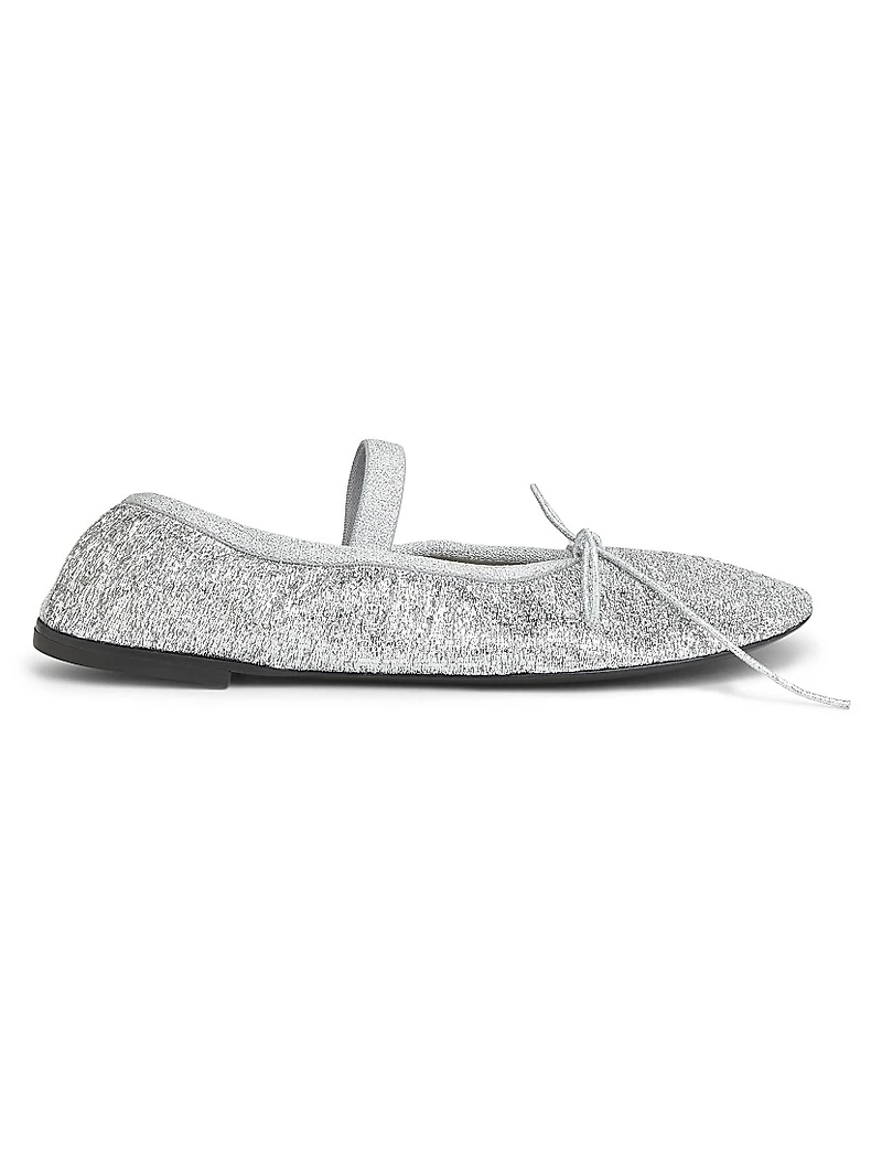 Glove Mary Jane Metallic Mesh Ballet Flats