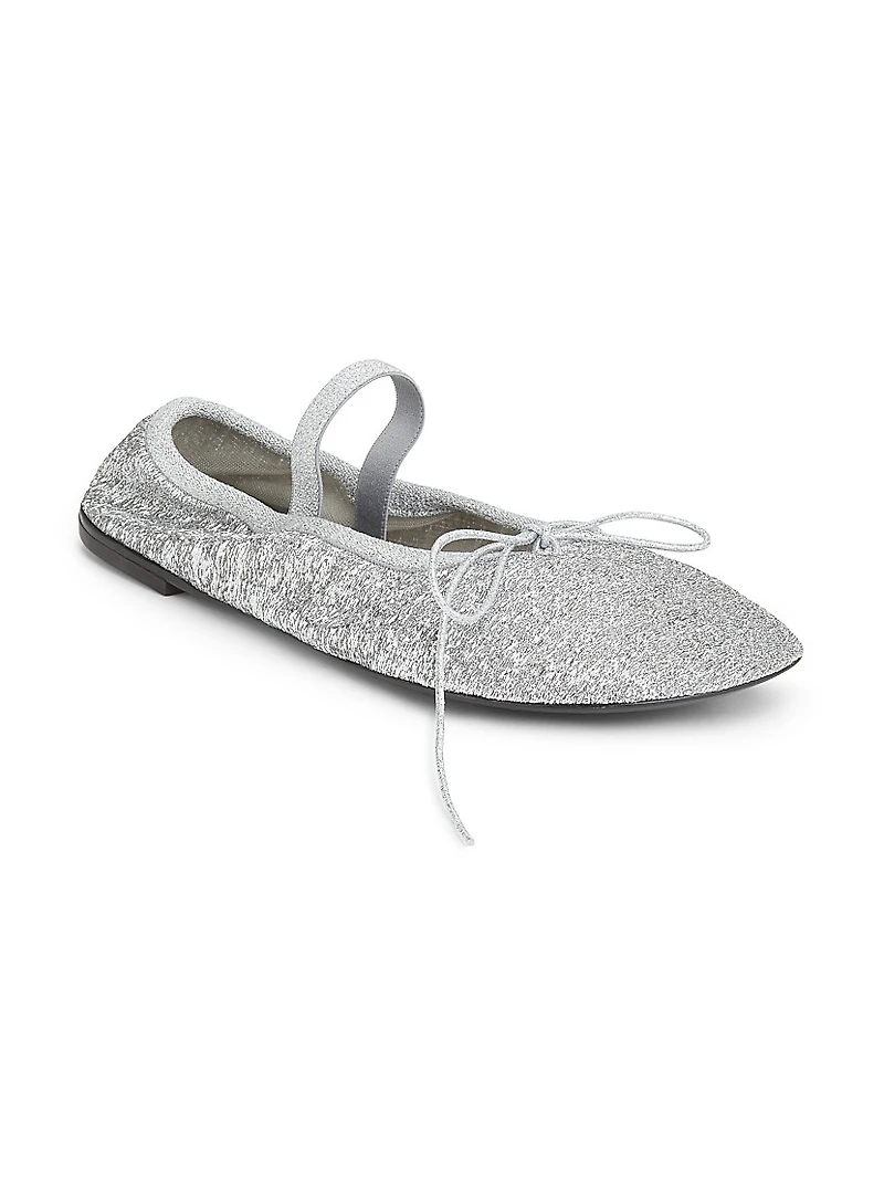 Glove Mary Jane Metallic Mesh Ballet Flats