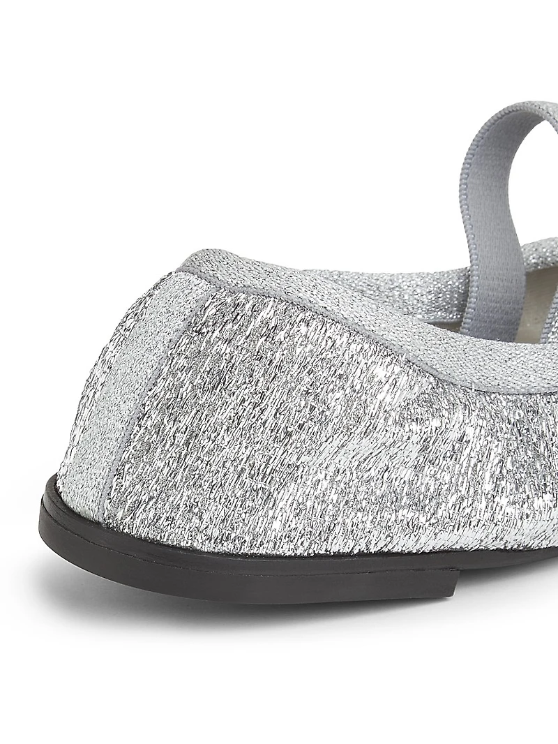 Glove Mary Jane Metallic Mesh Ballet Flats