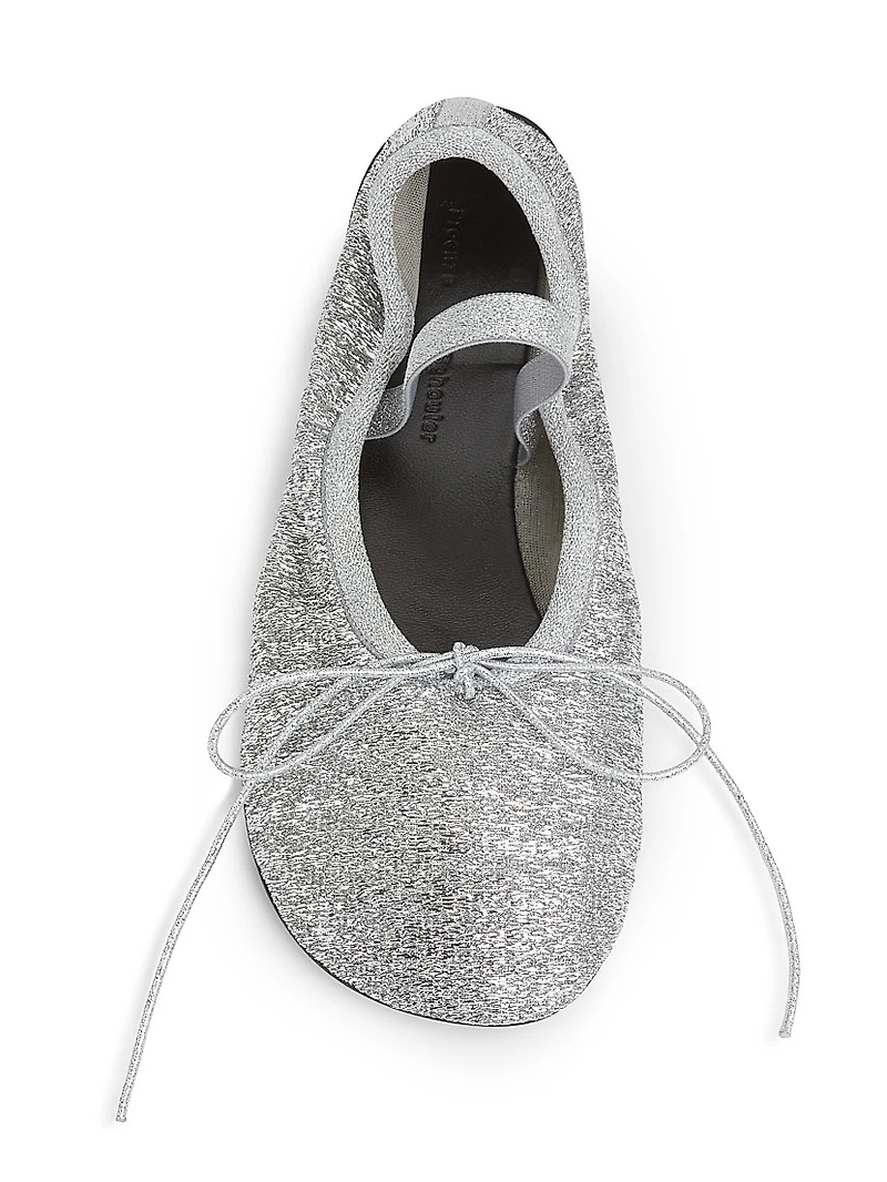 Glove Mary Jane Metallic Mesh Ballet Flats
